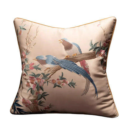 Luxurious Embroidered Cuckoo Pillow Case