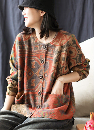 Colorful Geometry Long Sleeve Sweater