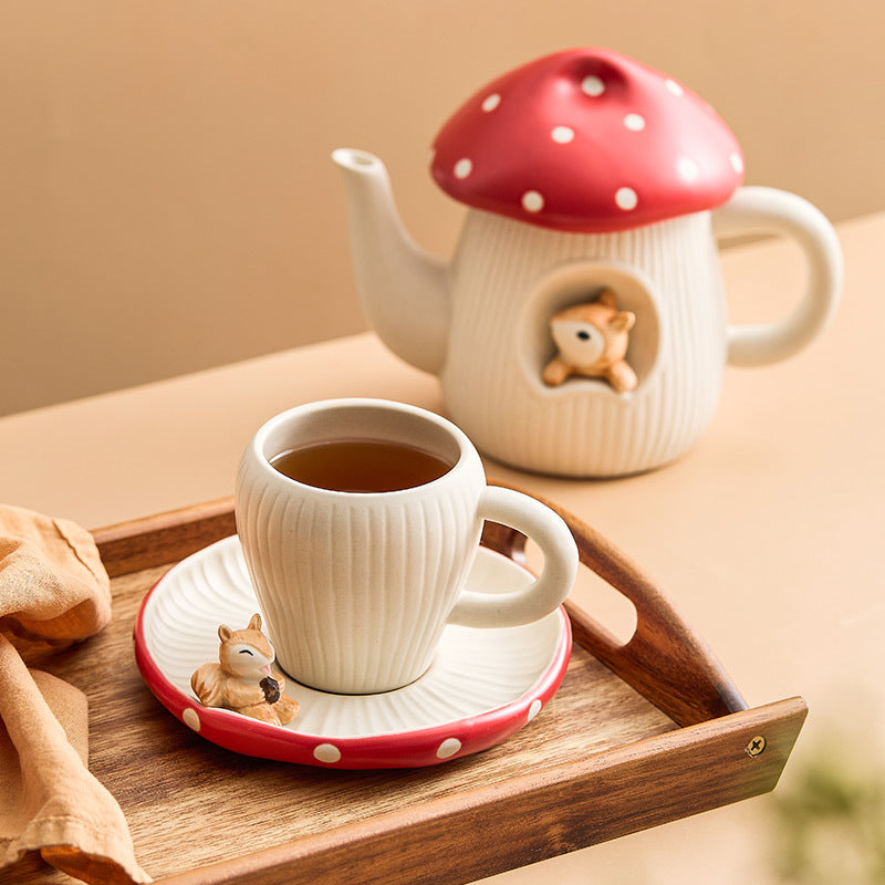 Mushroom Ceramic Tea Kettle Coffee Set